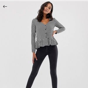 Long Sleeves striped boohoo top